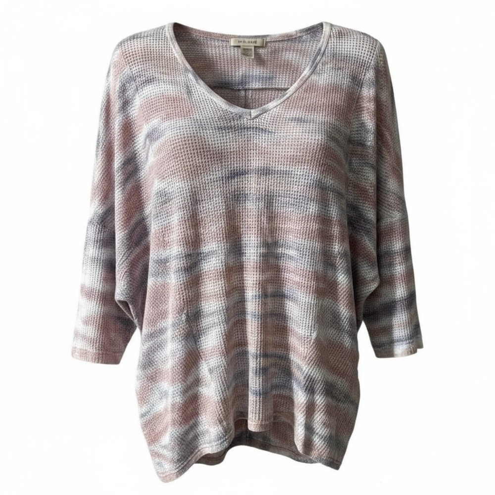 Wearables by XCVI Mesh Knit Top Size XS Tie Dye Pastel Dolman Batwing Sleeve